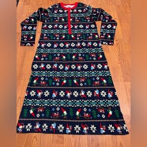 Hanna Andersson Womens XL Nightgown - Navy with Festive Knome Patterns